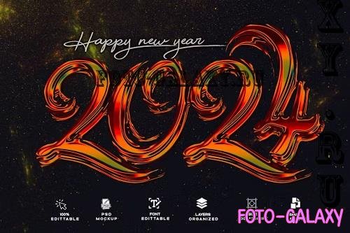 Gliter Happy New Year 2024 Text Effect Photoshop - GY87PKE