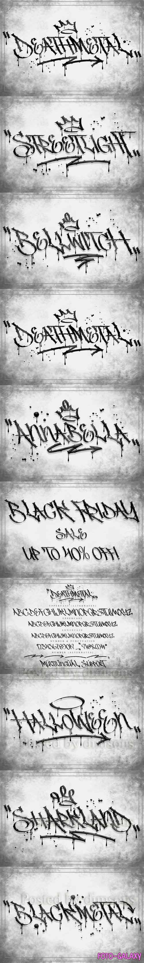 Deathmetal Graffiti Metal Font Vol.1