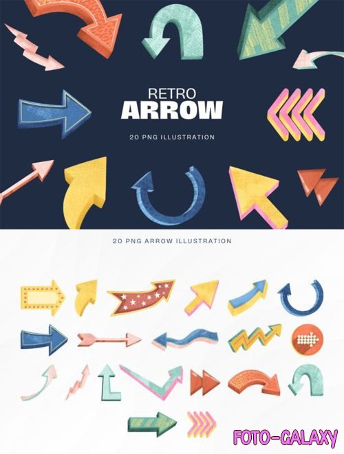 20 Retro Arrow Illustration PNG