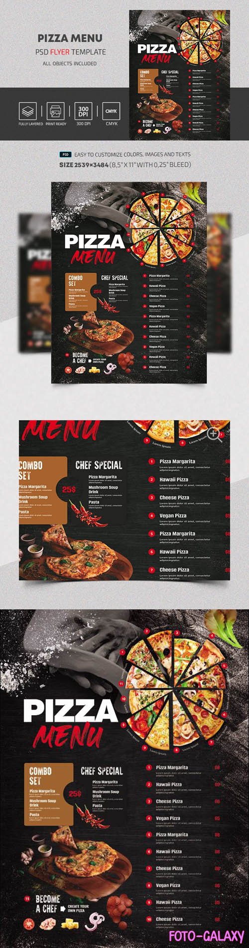 Pizza Menu Flyer - Restaurant Menu PSD Template
