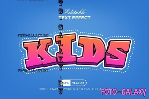 Kids Text Effect Dot Border Style - 91652984