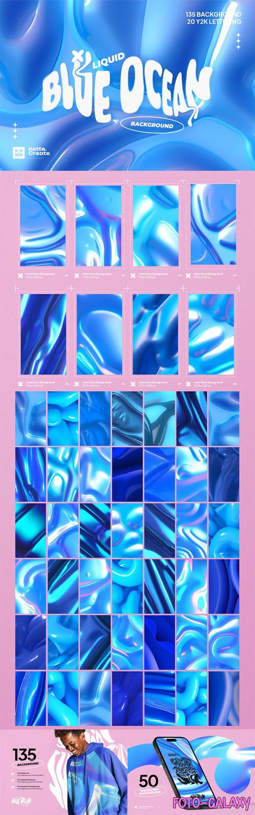 Blue Liquid Ocean Backgrounds Collection