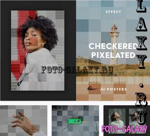 Checkered Pixelated Poster Effect - 7411653