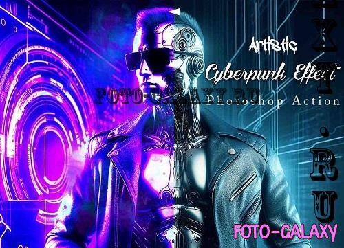 Artistic Cyberpunk Effect PS Action - 91634427