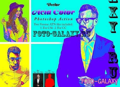 Vector Acid Color Photoshop Action - 91654805