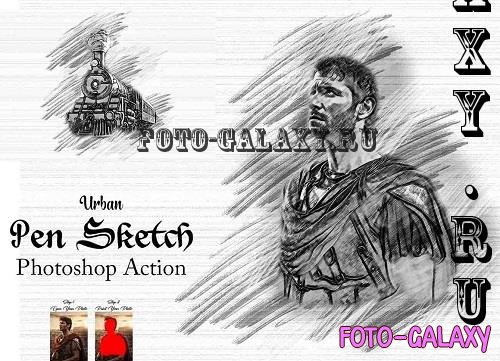 Urban Pen Sketch Photoshop Action - 91870700