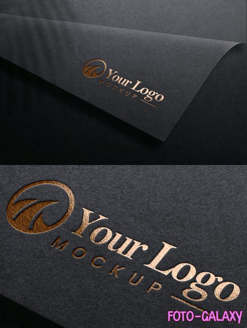 Luxury Gold Logo PSD Mockup on Black Paper Texture