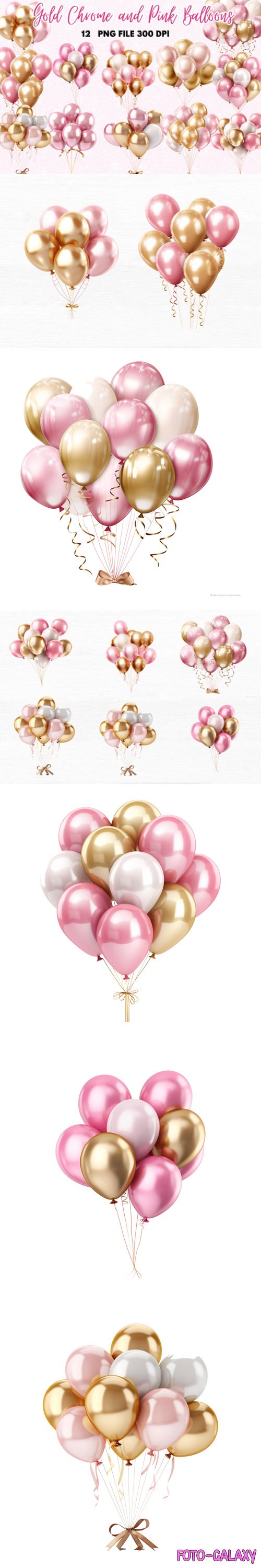 Gold Chrome & Pink Balloons