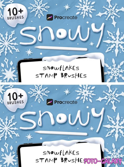 Snowy - 10+ Snowflakes Stamp Brushes for Procreate