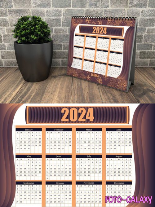 2024 Calendar Vector Design Template - 12 Months