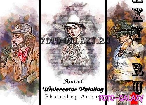 Ancient Watercolor Painting Action - 91877274