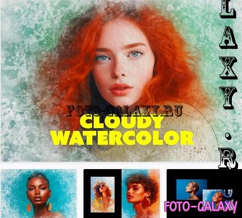 Cloudy Watercolor Photo Effect - 91873842