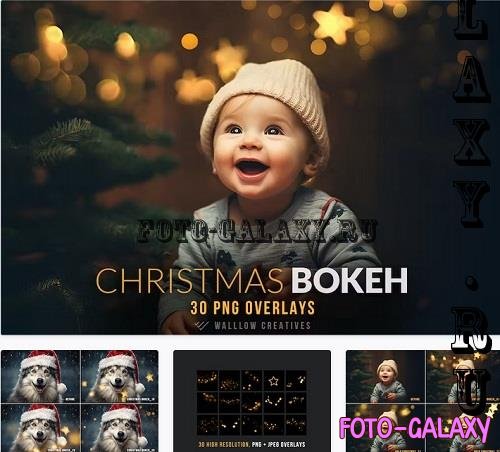 Christmas bokeh light overlay, star bokeh overlays - RRECXSP