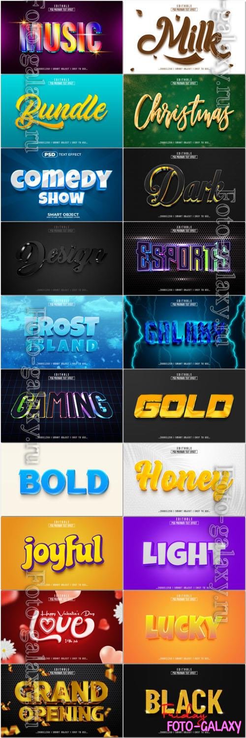 20 Psd style text effect editable set vol 84