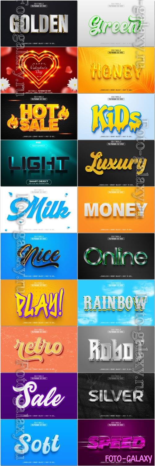 20 Psd style text effect editable set vol 82