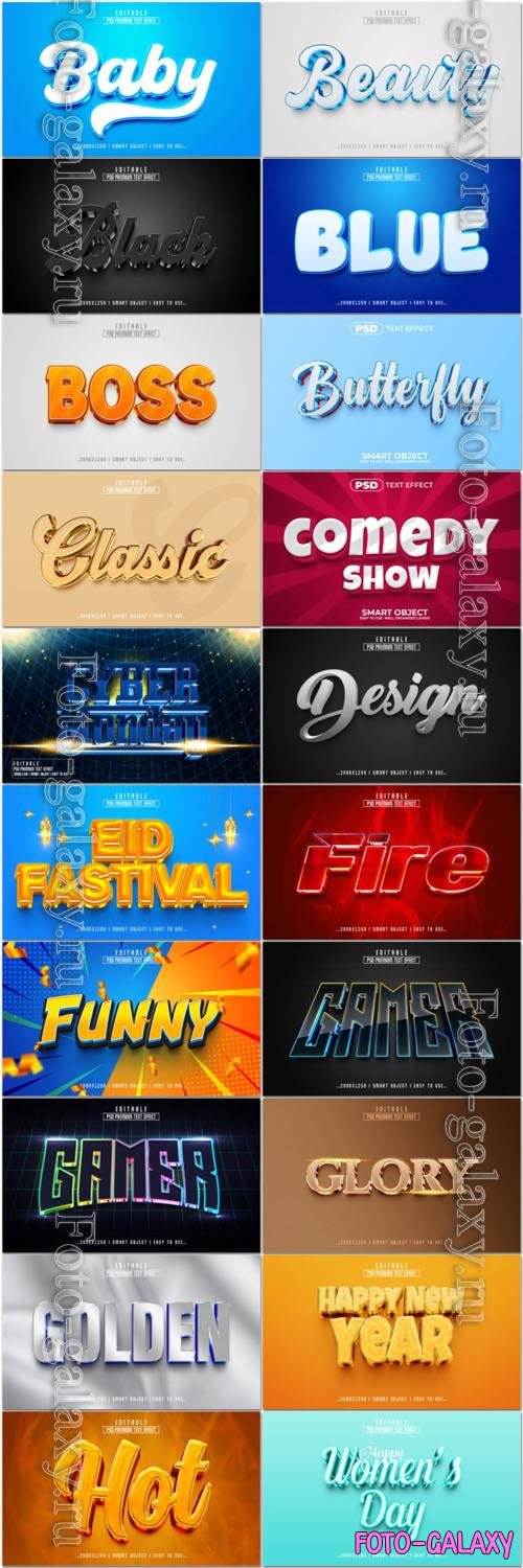 20 Psd style text effect editable set vol 83