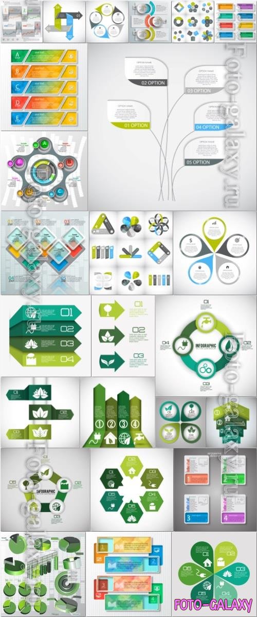 25 Infographics, business elements in vector set