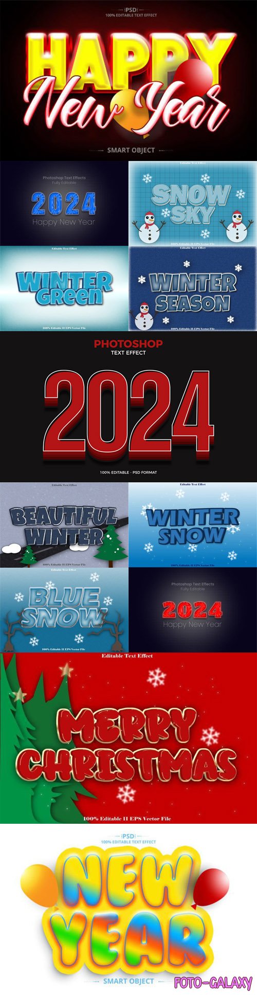 Winter Season - Happy New Year 2024 Editable Text Effects