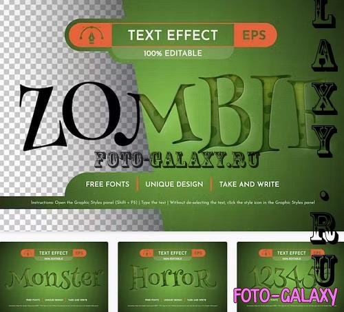Zombie Embossed Editable Text Effect - 91568096