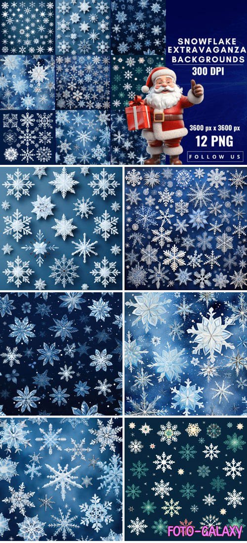 12 Snowflake Extravaganza Backgrounds Pack