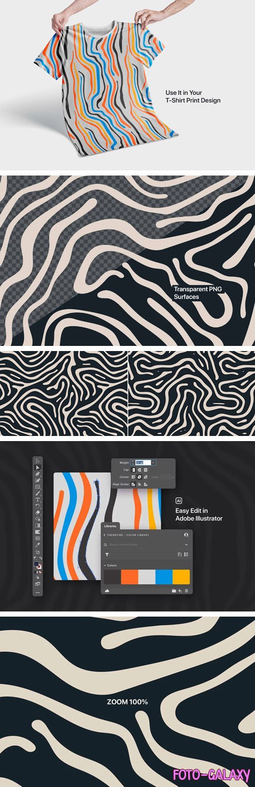 Doodle Organic Lines Seamless Patterns - Vector Deign Templates