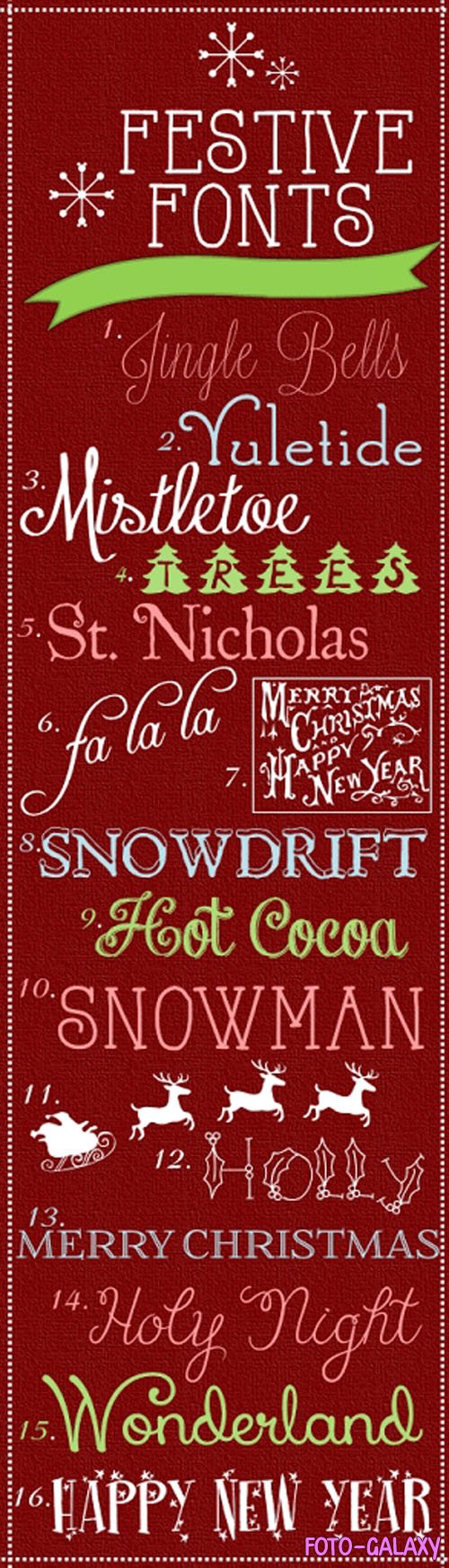 16 Fabulous Festive Holiday Fonts Pack