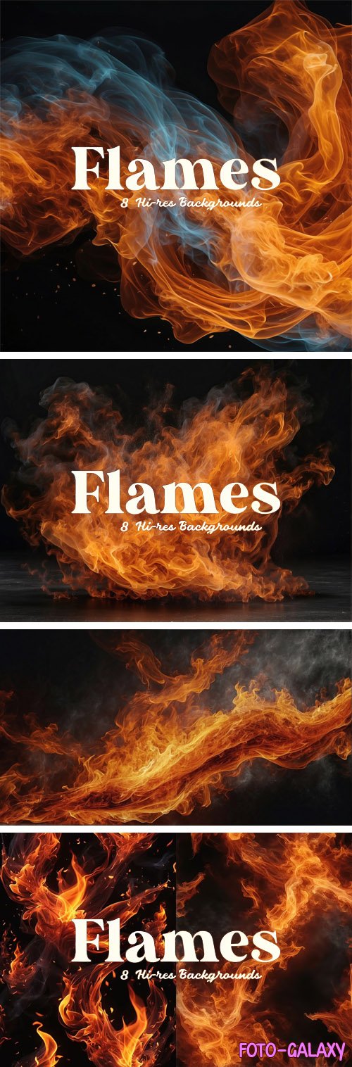 Fire Flames - 8 Hi-Res Backgrounds