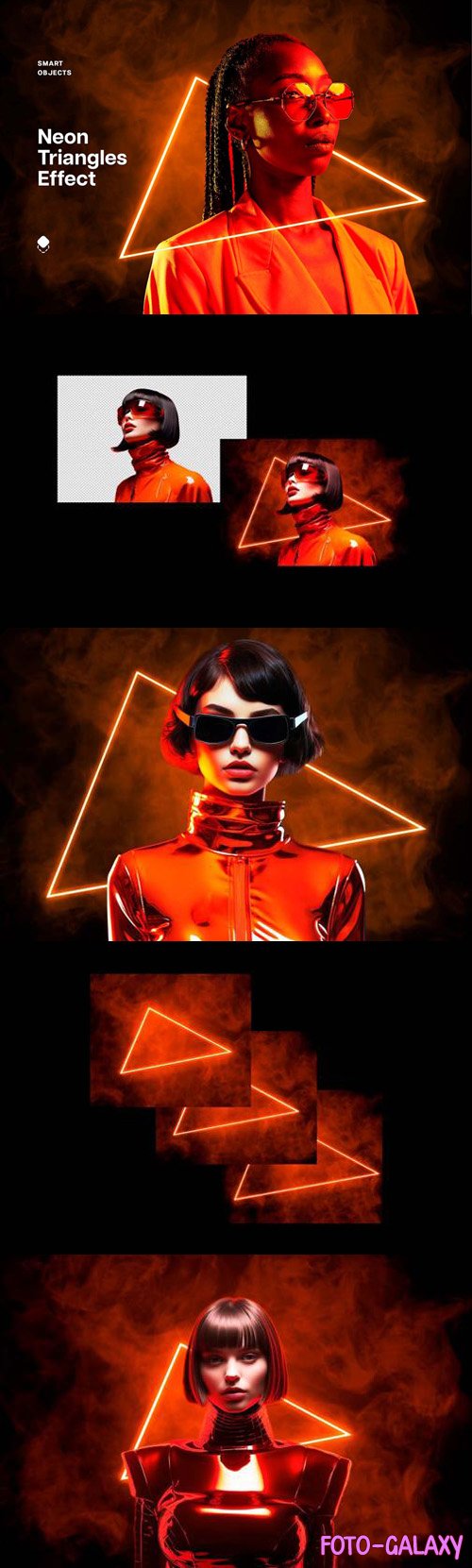 Orange Neon Triangles Photoshop Effect