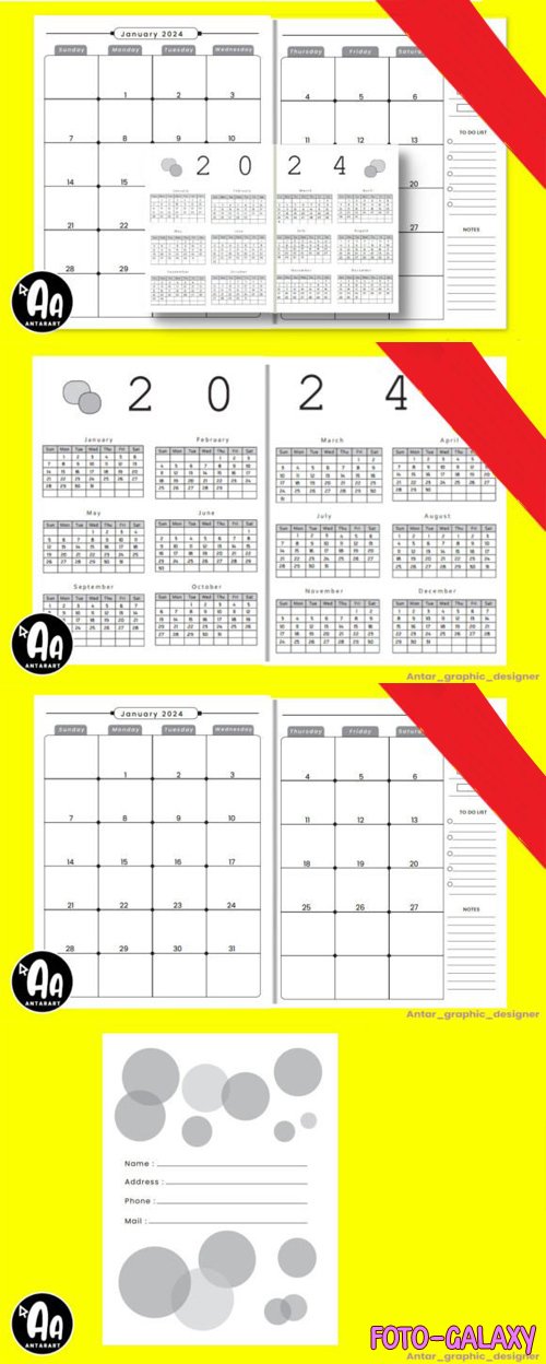 2024 Monthly Printable Planner PDF + PNG