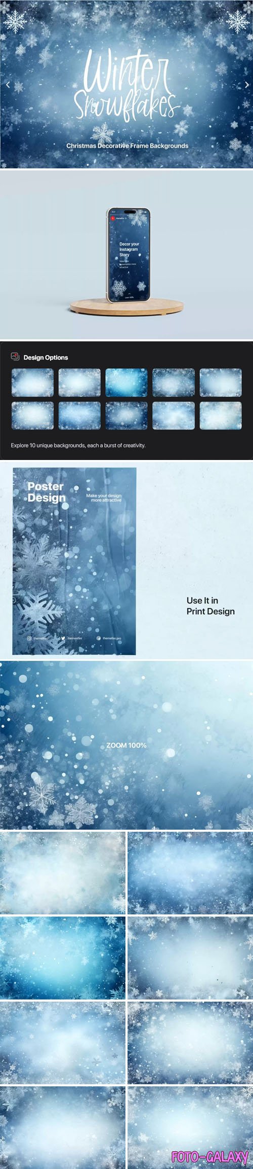 Winter Snowflakes - Decorative Frame Textures Pack