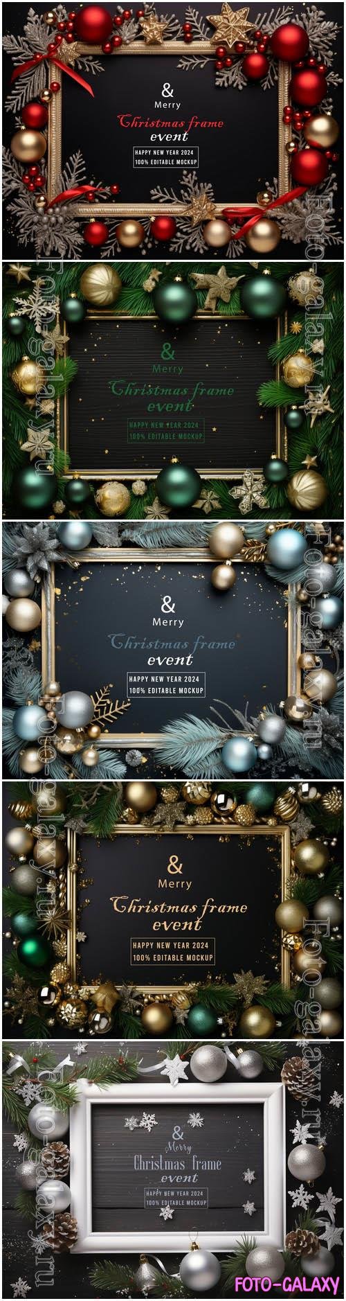 5 PSD merry christmas greeting frame background vol 2