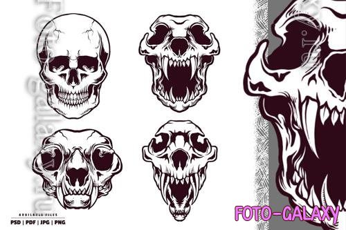 Skull Head Set Illustration