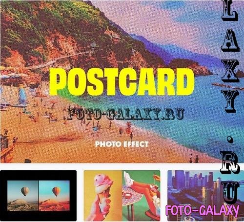 Halftone Postcard Photo Effect - 91930823