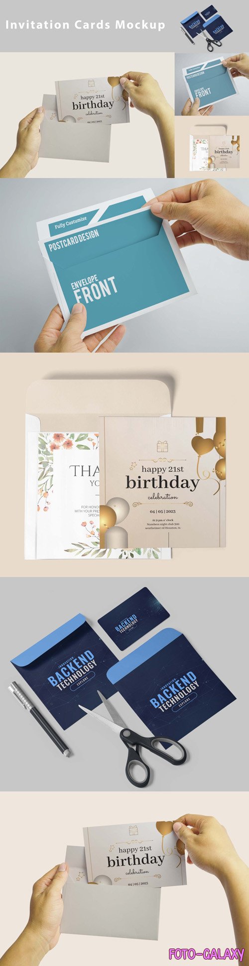 4 Invitation Cards PSD Mockups Templates