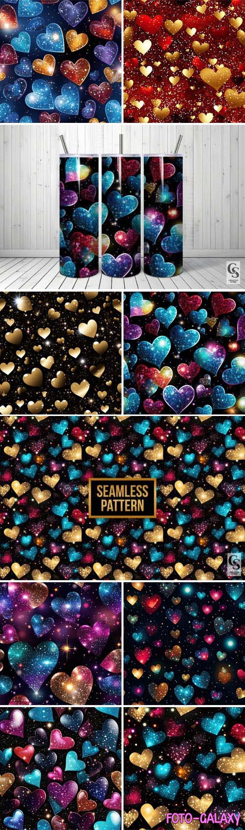 12 Glittery Hearts Patterns Pack