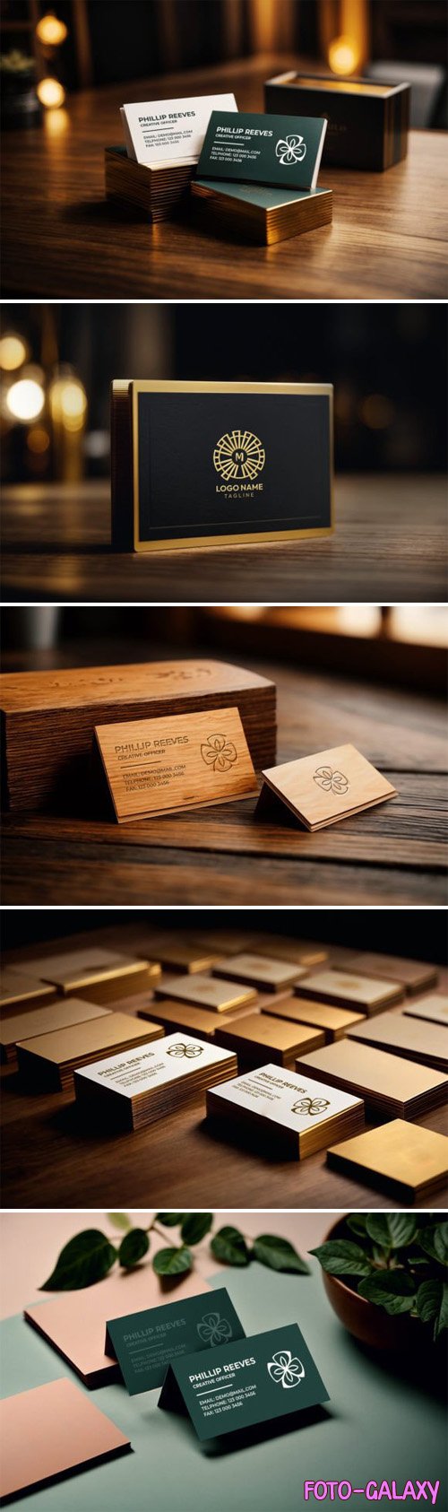 5 Luxury Business Cards PSD Mockups Templates