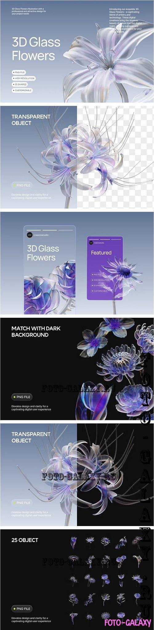 3D Glass Flower Elements - JYKC8LQ