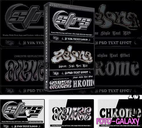 Bundle 4 PSD Y2K Chrome Text Effect - 92004787