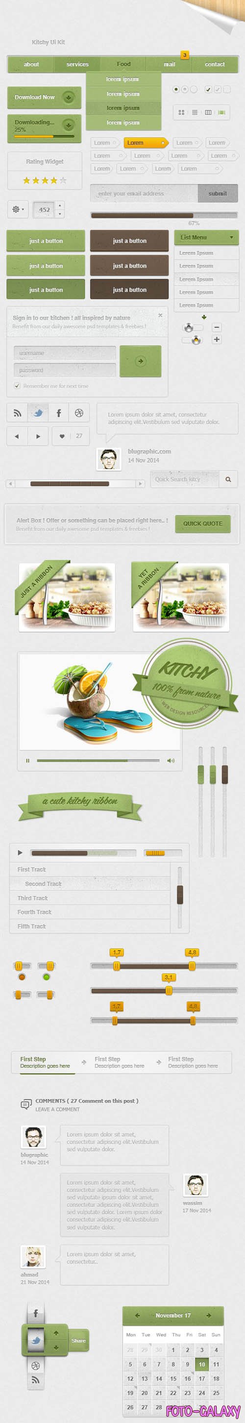 Kitchy Ui Kit PSD Template - Restaurant & Food Theme