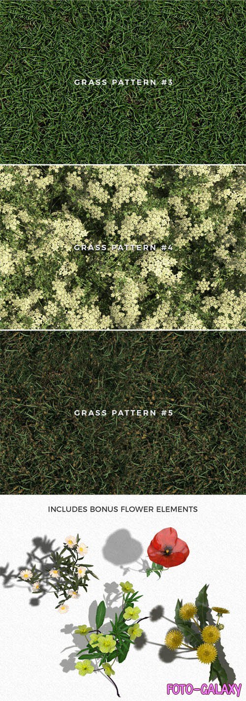 3D Seamless Grass Patterns & Textures for Photoshop