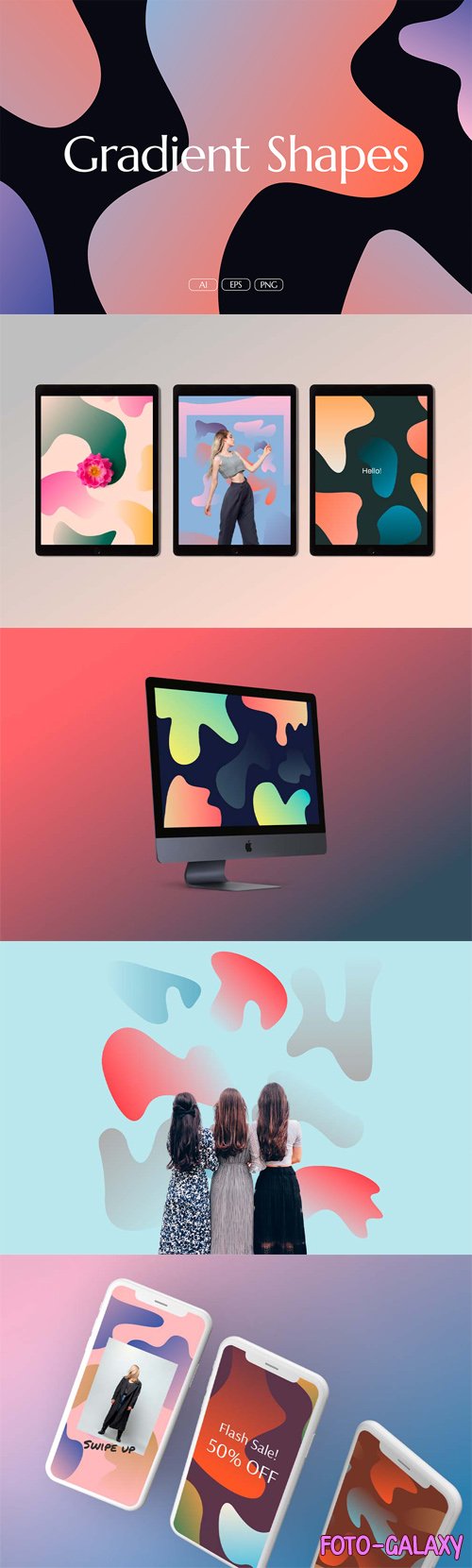 Abstract Gradient Shapes Vector Templates