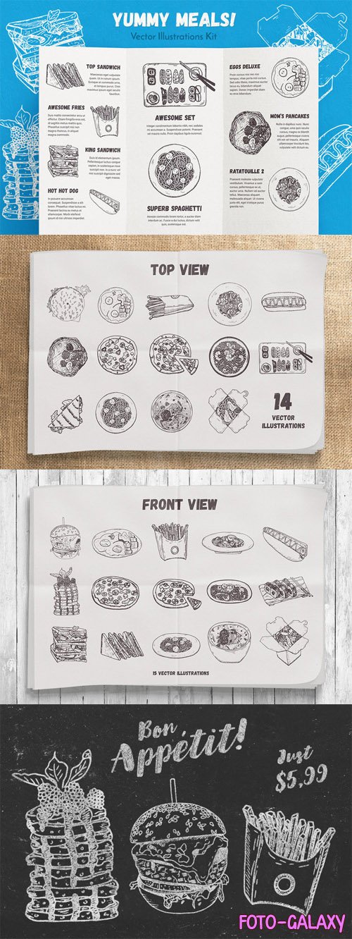 Yummy Meals - Vector Illustrations Kit