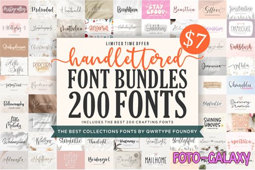 Hand Lettered Font Bundle - 200 Premium Fonts
