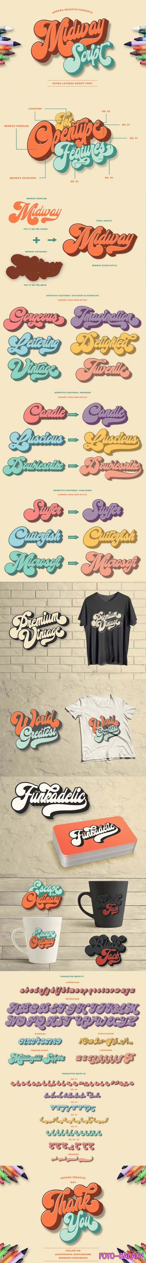 Midway - Retro Layered Script Typeface