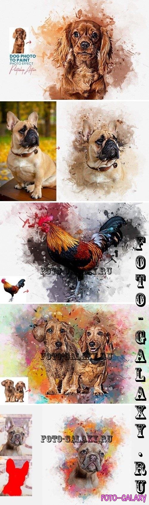 Dog Photo to Paint Photoshop Action - 92193848