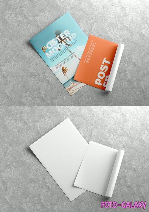 Flat Rolled Poster PSD Mockup Template