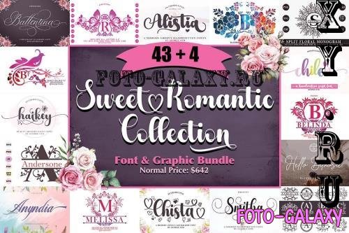 Sweet Romantic Collection Font & Graphic Bundle - 43 Premium Fonts, 4 Premium Graphics