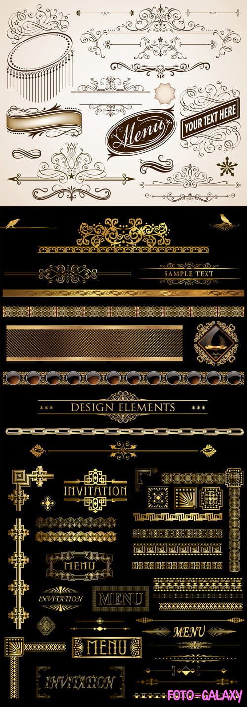 Luxury Decorative Golden Ornaments Elements - Vector Design Templates