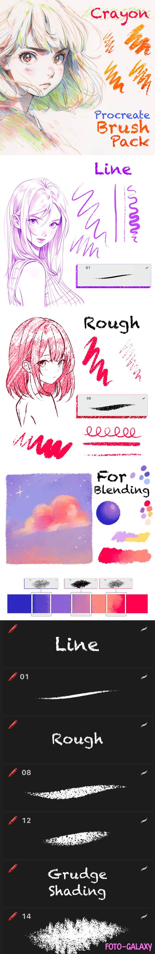 Crayon Brushes Pack for Procreate