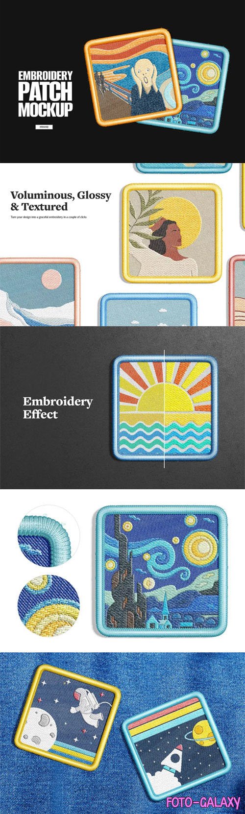 Square Embroidery Patch PSD Mockup Template + Photoshop Action